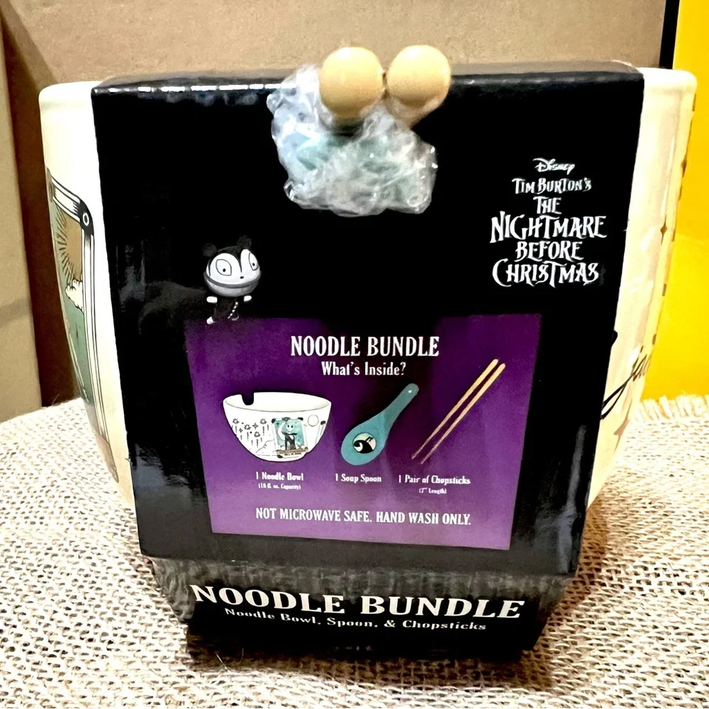 •Star Crossed Lovers• Nightmare Before Christmas 18oz Ramen Bowl Bundle - Picture 5 of 5